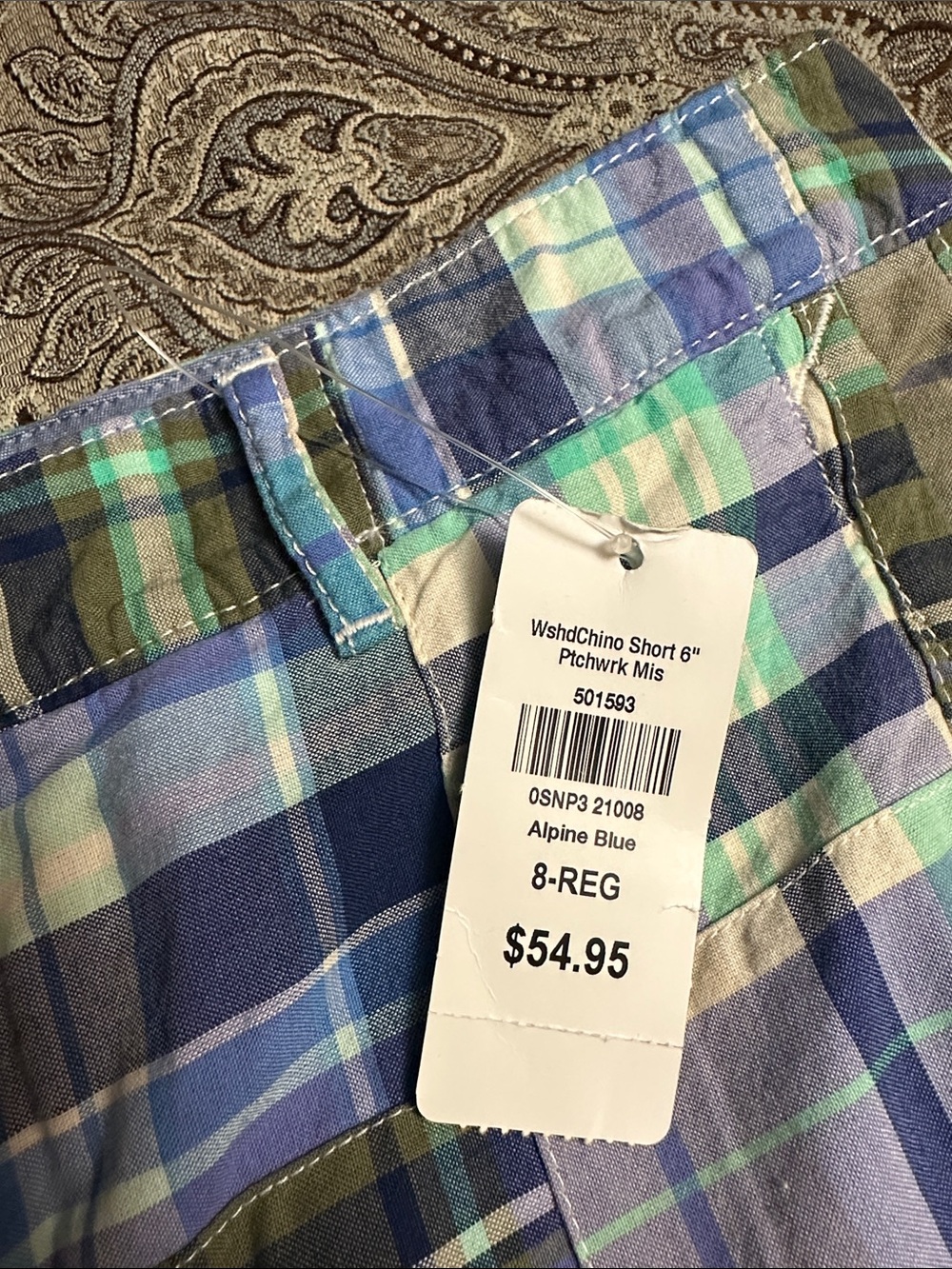 L.L. Bean Plaid Patchwork Bermuda Shorts in Blue, Green & Tan - Picture 2 of 4